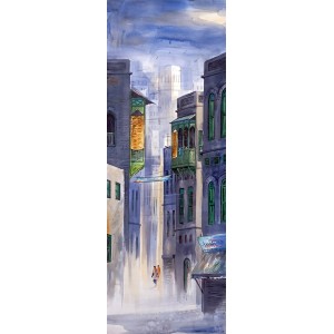 G. N. Qazi, 12 x 36 inch, Acrylic on Canvas, Cityscape Painting, AC-GNQ-087